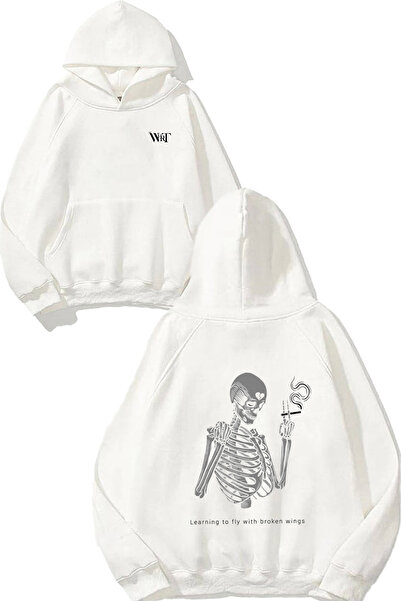 THEWERT Învățând să zboară cu Design Sırt cu imprimeu White cu glugă Swea tricou