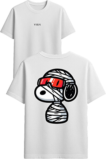 VSRN تي شيرت موميا دوج ديزاين مطبوع أبيض قصة فضفاضة
