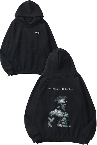 THEWERT Whatever It Takes Design Spate cu imprimeu Negru cu glugă Swea tricou
