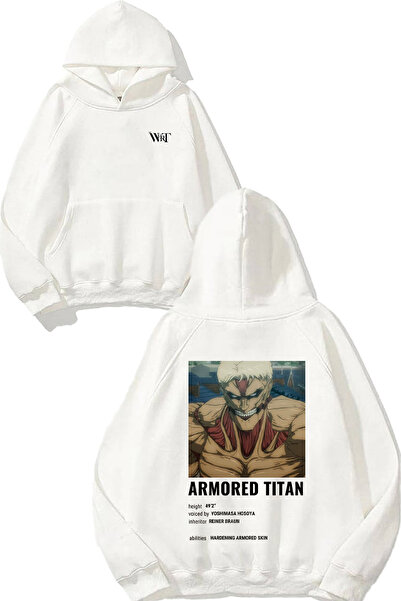 THEWERT Attack On Titan Armored Design Back cu imprimeu Alb cu glugă Swea tricou