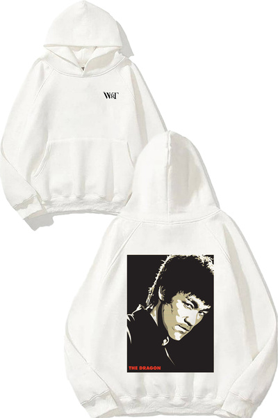 THEWERT Φούτερ The Dragon Design με τύπωμα Λευκό με κουκούλα