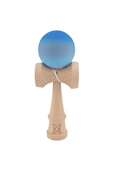 Flippy Kendama X Original, Jucărie Profesională Pliabilă, Lemn, Mâner Cauciucat, 18 cm, Albastru/Gri