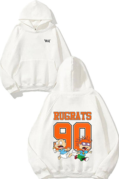 THEWERT Rugrats 90 Design Spate cu imprimeu Alb cu glugă Swea tricou