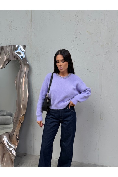 kenza'a Cardigan tricotat cu căptușeală din fleece cu detaliu de perle la guler