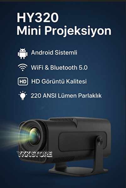 YKK Store HY320 Akıllı Mini Projektör – WiFi, HDMI, USB Destekli Taşınabilir ...