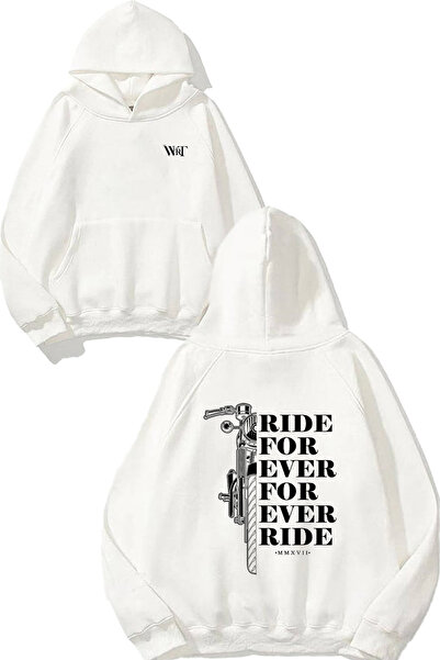 THEWERT Ride For Ever For Ever Rıde Design Rucsac cu imprimeu Alb cu glugă Swea tricou