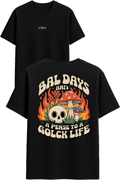 VSRN تي شيرت بال دايز آند تاساريم مطبوع أسود قصة فضفاضة