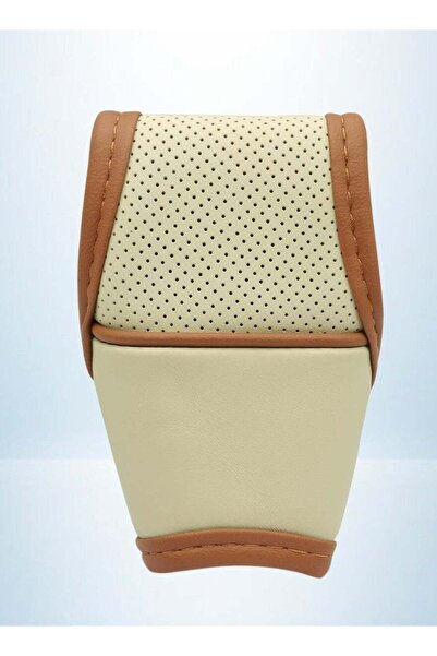 Roca High Grade PU Leather Car Gear Knob Cover (Beige & Brown)