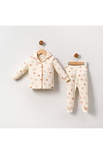 NECİXS BEBEE Sun Patterned B Peter Pan collar Pajama Set Pomegranate Flower