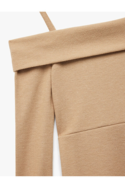 Koton Flounce Strap Detailed Long Sleeve Dress