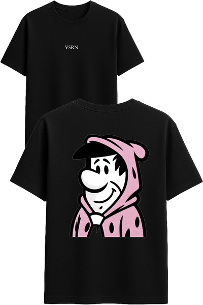 VSRN تي شيرت ماجرا آدم ديزاين مطبوع أسود قصة فضفاضة
