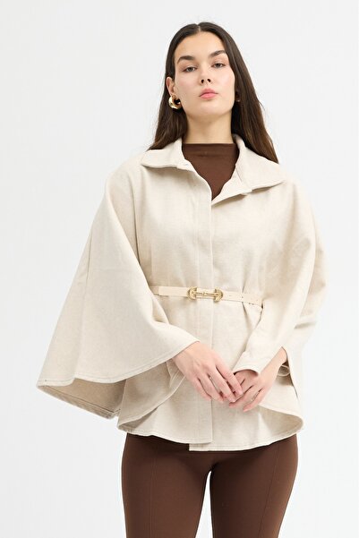 ABOUT US Poncho with Bowel Fabric Belt Detail # 5090