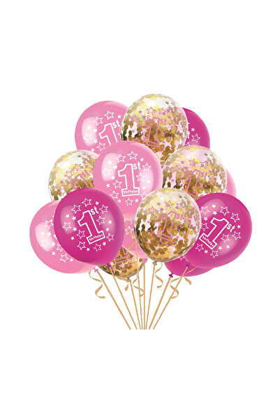 Mirific Party Set of 15 party latex balloons - pink, white, gold sequin, TZ52...