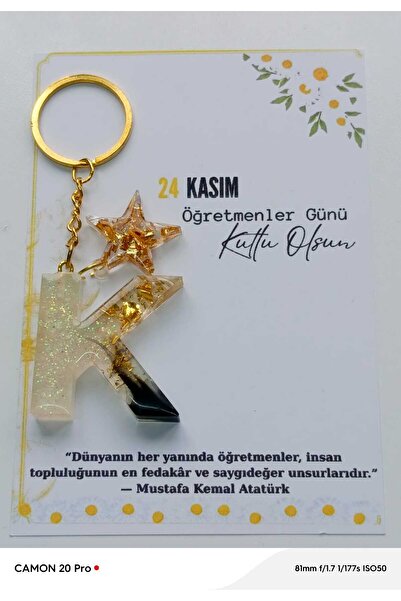 demirbasavm Handmade Letter K Epoxy Keychain Specially for Teachers' Day