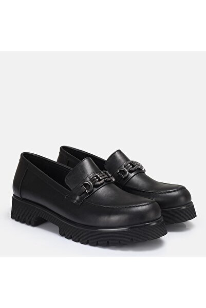 37Numara BÜYÜK NUMARA KADIN LOAFER HAKİKİ DERİ TOKALI 41-42-43-44-SİYAH DERİ