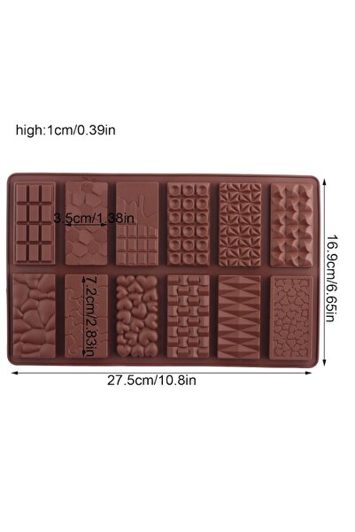 RABY LYCENXI Chocolate Mold, Silicone, 12 Cavities, 10.8x6.65x0.39 inch