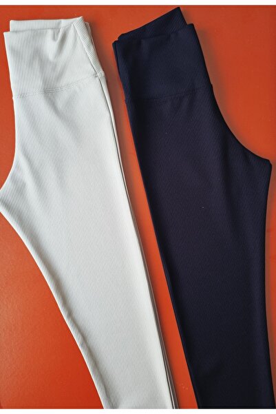 Demirsa Boutique Diver κοτλέ πλέξη ριμπ Ύφασμα, 2-pack κρεμ και μαύρο γυναικείο καλσόν ψηλόμεσο