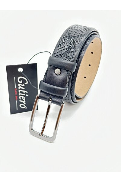 Gutiero Чоловічий 100% натуральна шкіра Чорний класичний ремінь