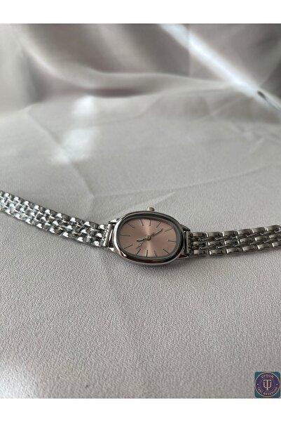 uyguntakıaksesuar Oval Dial Powder Pink Steel Women's Watch – Minimal & Styli...
