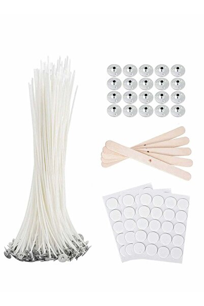 Generic Candle Making Kit with 80 Pcs 8 inch Bulk Candle Wicks, 60Pcs Stickers, Wooden Wick Centering Devic