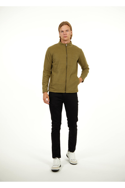 elkumoda Zipper Closure Fleece Mock Neck Winter Fleece Slim Fit Cotton