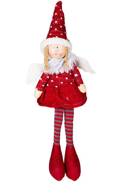 Herdekora Christmas Ornament, Sitting Fairy Figure, Red - 17X53 cm