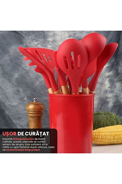 Full Abundance Premium 12-Piece Kitchen Utensil Set — Silicone with Bamboo Wood Handles, Ergonomic, Heat-Resistan