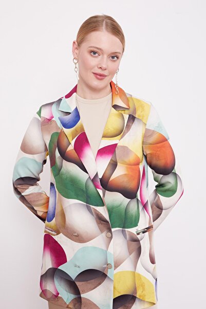 Levidor Μπεζ μπουφάν με σχέδιο διπλό πέτο