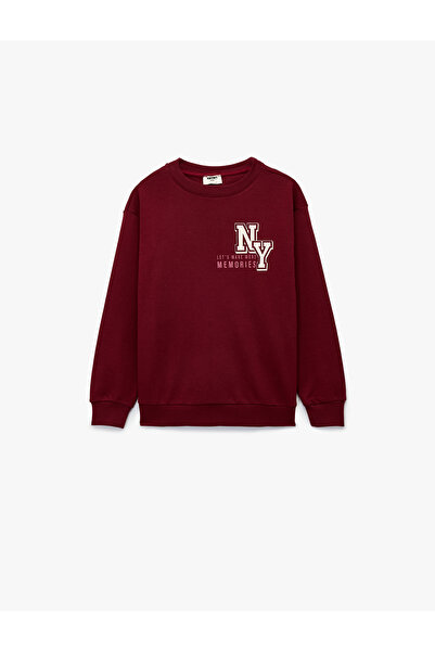 Koton Памучен дълъг ръкавен суитшърт с велосипедна яка и принт