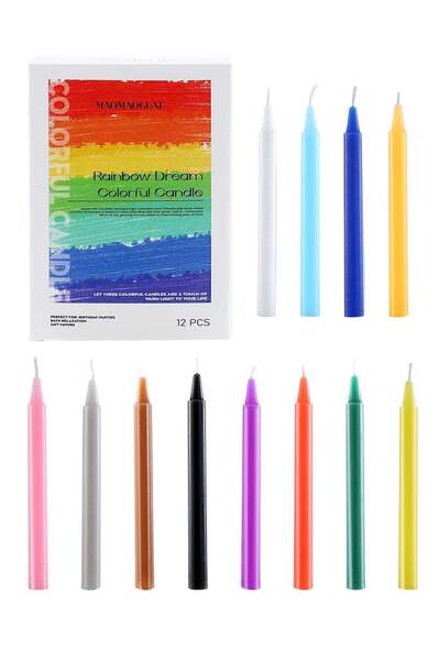 Generic 12 pcs Colored candles Per Box, Unscented Colored Candles Mini Taper,...