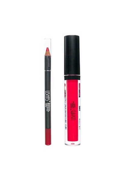 MYONNA IT & E- COMMERCE Usha's Matte Lips Lip Makeup Set, 2 pcs, Classic Red, 3.8 ml