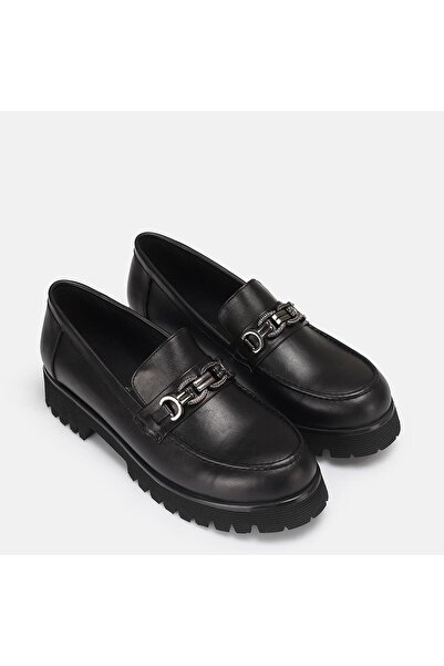 37Numara BÜYÜK NUMARA KADIN LOAFER HAKİKİ DERİ TOKALI 41-42-43-44-SİYAH DERİ