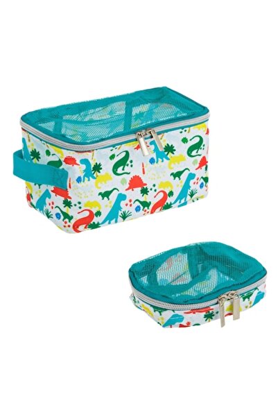 MYONNA IT & E- COMMERCE Set of 2 Pouches, Dinosaur Pattern, Multicolor, Polye...