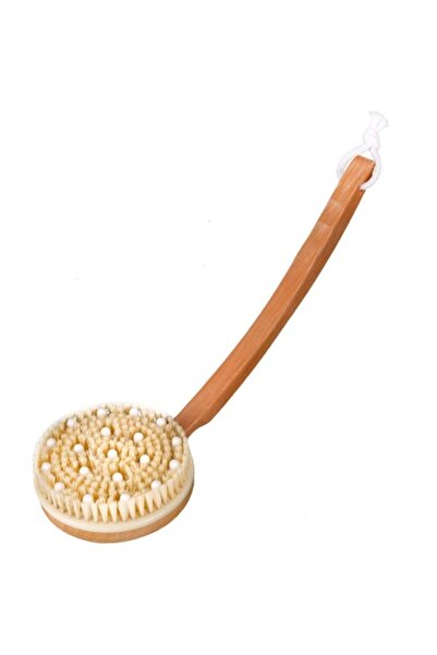 MYONNA IT & E- COMMERCE Perie de masaj pentru baie, cap rotund, mâner lung din lemn, 37 cm