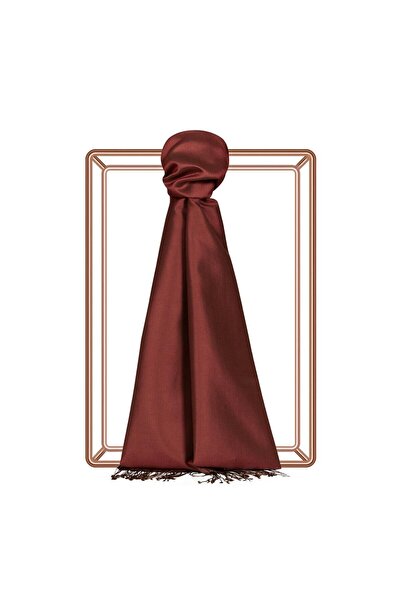 ipekevi Çift Taraflı Düz Renk İpek Şal 00927-Koyu Tuğla