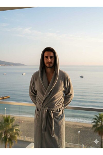 Saret Home رداء حمام بغطاء للرأس، رداء حمام مجعد، 100% قطن، رداء حمام ساونا ل...