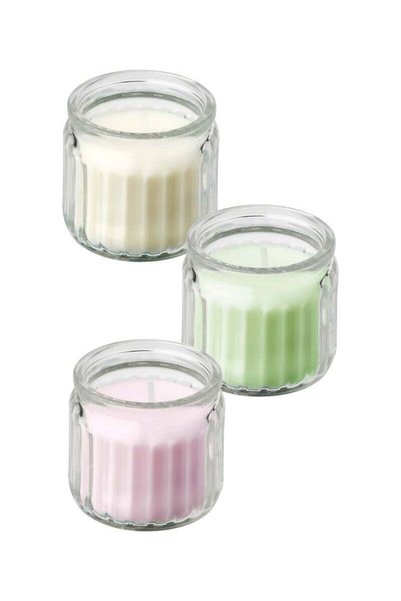 Generic Set of 3 Scented Candles in Glass, Vanilla, Apple, Jasmine, 12-Hour B...