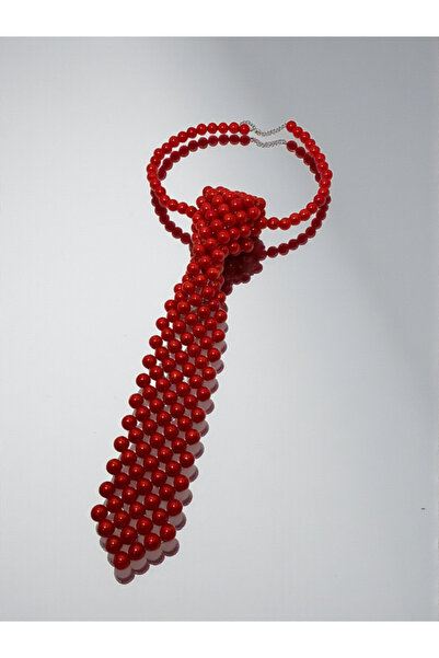 WOWMOM Kırmızı boncuk kravat kolye