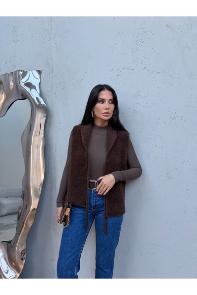 kenza'a Πλεκτό γιλέκο με απαλή υφή με δέσιμο μπροστά