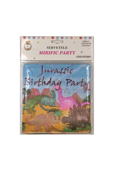 Mirific Party Șervețele de tort multicolore, 2 straturi, 33×33 cm, dinozauri