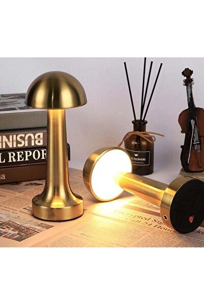 Arabest Retro Atmosphere Mushroom Table Lamp Gold 8 x 22 x 9.5cm