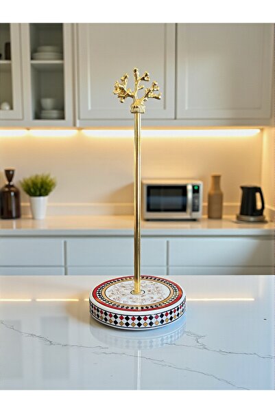 ferayhome Paper Towel Holder Roll Napkin Holder Kitchen Accessory Ceramic Butterfly Pattern Gold - Feray Home