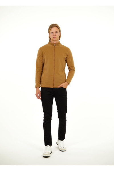 elkumoda Zipper Closure Fleece Mock Neck Winter Fleece Slim Fit Cotton