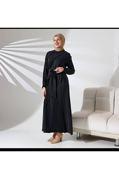 NATURAMED Siyah ipek kupra Elbise