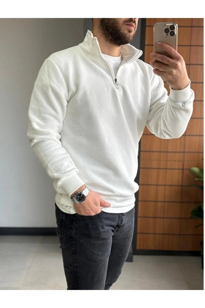 BRLKN Unisex Mock Neck Half Zipper Oversized Sweatshirt