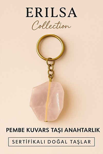 Erilsa Certified Pink Quartz Stone Keychain - Stone of Love and Compassion