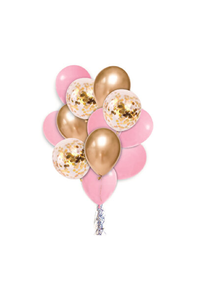 Mirific Party Set de 12 baloane latex pentru petrecere, roz, auriu, paiete au...
