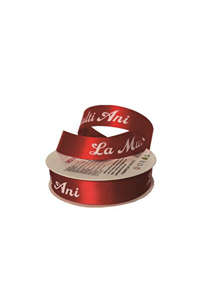 Mirific Party Panglică de satin, roșie, 45 m x 2,5 cm, „La mulți ani”, QT8265