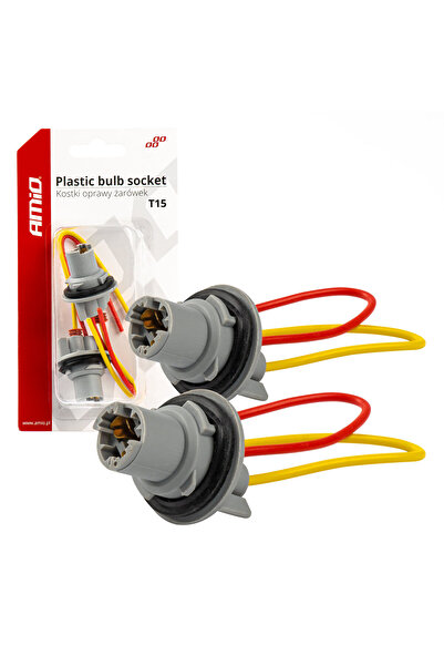 AMIO Set 2 socluri bec T15, W16W, W5W, cu garnitura din cauciuc