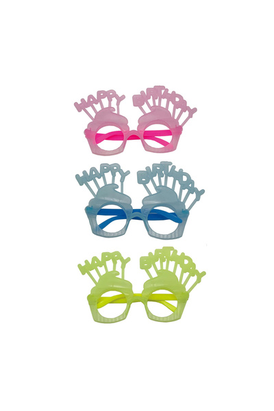 Mirific Party Set de 3 pahare de petrecere - roz, albastru, lime, cupcake, „La mulți ani” QT9228